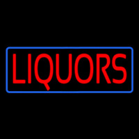 Red Liquors Blue Border Neon Sign