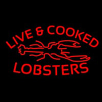 Red Live And Cooked Lobsters Seafood Neon Sign