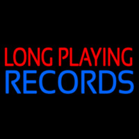 Red Long Playing Blue Records Block 1 Neon Sign