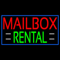 Red Mailbo  Rental With White Line 2 Neon Sign