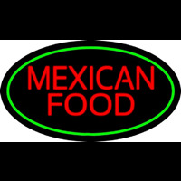 Red Me ican Food Oval Green Neon Sign