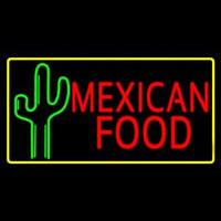 Red Me ican Food With Cactus Logo Neon Sign