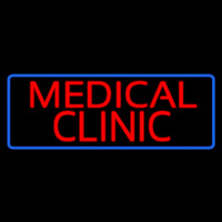 Red Medical Clinic Blue Border Neon Sign