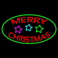 Red Merry Christmas With Stars Neon Sign