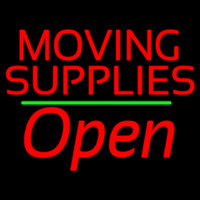 Red Moving Supplies Open Green Line 1 Neon Sign