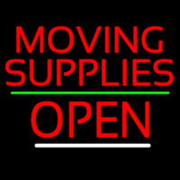 Red Moving Supplies Open Green Line 3 Neon Sign