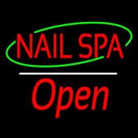 Red Nails Spa Open White Line Neon Sign