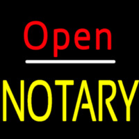 Red Open Yellow Notary Neon Sign