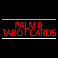 Red Palm And Tarot Cards Block With White Line Neon Sign