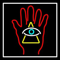Red Palm With Eye Pyramid Neon Sign