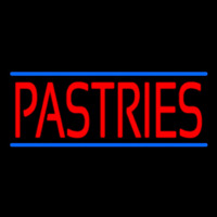 Red Pastries Blue Border Neon Sign