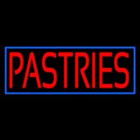 Red Pastries Blue Border Neon Sign