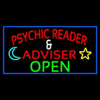 Red Psychic Reader And Advisor With Open Neon Sign