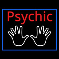 Red Psychic White Palms And Blue Border Neon Sign