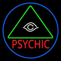 Red Psychic With Logo Blue Border Neon Sign