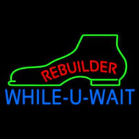 Red Rebuilder Blue While You Wait Neon Sign