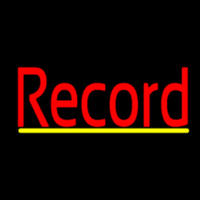 Red Record Cursive Yellow Line 2 Neon Sign