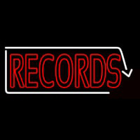 Red Records With White Arrow 2 Neon Sign