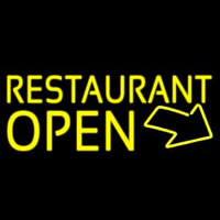 Red Restaurant Open With Arrow Neon Sign