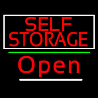 Red Self Storage White Border Open 3 Neon Sign