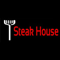 Red Steakhouse With Fork Neon Sign