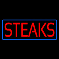 Red Steaks With Blue Border Neon Sign