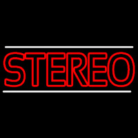 Red Stereo Block White Line Neon Sign