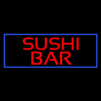 Red Sushi Bar With Blue Border Neon Sign