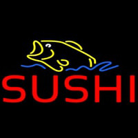 Red Sushi With Fish Logo Neon Sign