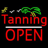 Red Tanning Block Open Neon Sign