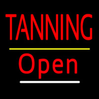 Red Tanning Open Yellow Line Neon Sign