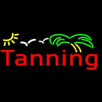 Red Tanning With Green Yellow Palm Tree Neon Sign