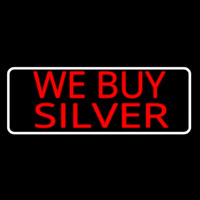 Red We Buy Silver White Border Neon Sign