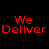 Red We Deliver Cursive Neon Sign