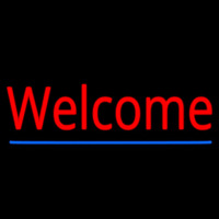 Red Welcome With Underline Neon Sign