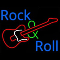 Rock And Roll With Guitar  Neon Sign