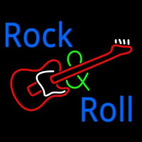 Rock And Roll With Guitar Neon Sign