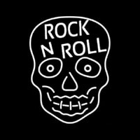 Rock N Roll White Skull Neon Sign