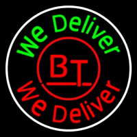 Round We Deliver Open Neon Sign