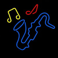 Saxophone With Musical Notes Neon Sign