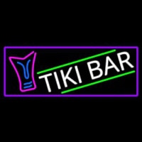 Sculpture Tiki Bar With Purple Border Neon Sign