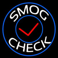 Smog Check Blue Round Neon Sign