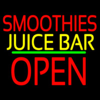 Smoothies Juice Bar Block Open Green Line Neon Sign