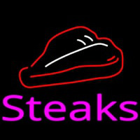 Steak Logo Pink Neon Sign