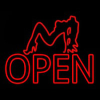 Strip Girl Open Neon Sign