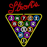 Strohs 15 Ball Billiards Pool Beer Sign Neon Sign