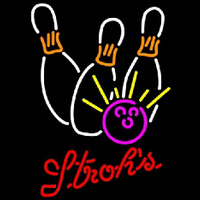 Strohs Bowling White Pink Beer Sign Neon Sign