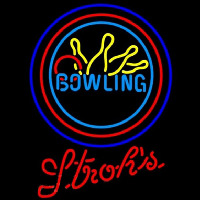 Strohs Bowling Yellow Blue Beer Sign Neon Sign