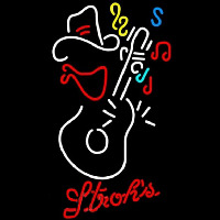 Strohs Cowboy Guitar Beer Sign Neon Sign