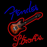 Strohs Fender Blue Red Guitar Beer Sign Neon Sign